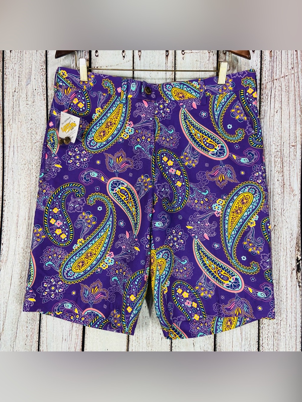Loudmouth Shorts Mens 36 Purple Golf Paisley Pattern Cotton Polyester New